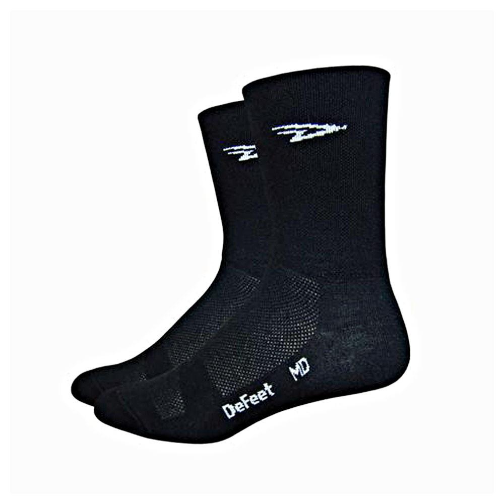 DeFeet Original Aireator D-Logo 5" Thin Cycling Running Socks - Black - Sprocket & Gear