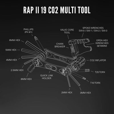 Lezyne Rap II CO2 (19) Compact Multi Tool - Sprocket & Gear
