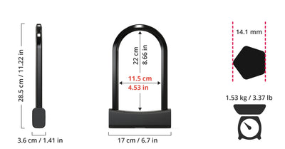 SeatyLock Mason 8.6" / 22 cm U-Lock Sold Secure Diamond - Black