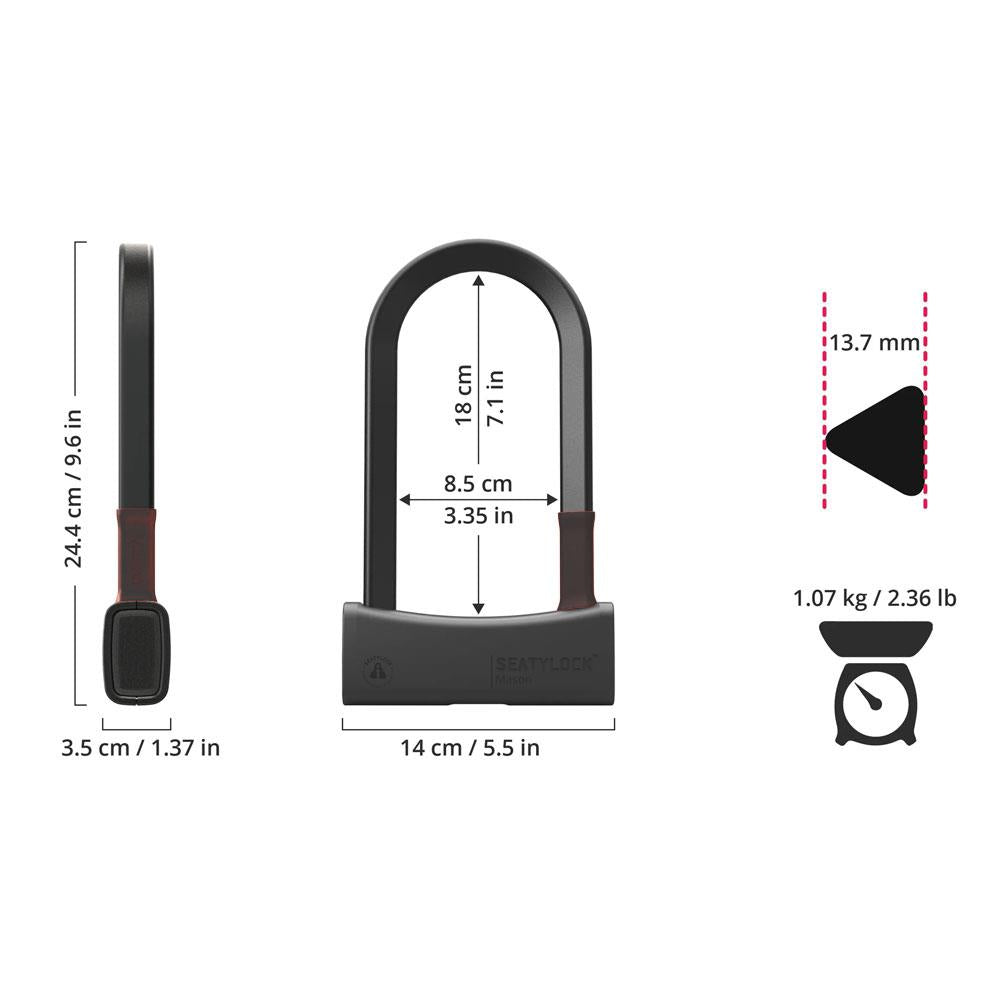 SeatyLock Mason 7.1" / 18 cm U-Lock Sold Secure Diamond