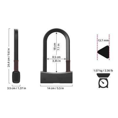 SeatyLock Mason 7.1" / 18 cm U-Lock Sold Secure Diamond