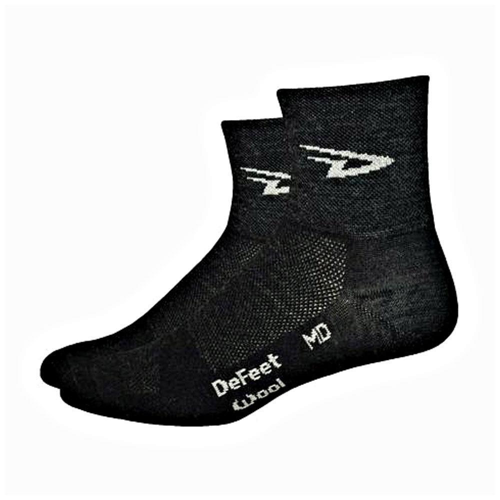 DeFeet Wooleator D-Logo 3" Merino Cycling Running Socks - Charcoal - Sprocket & Gear