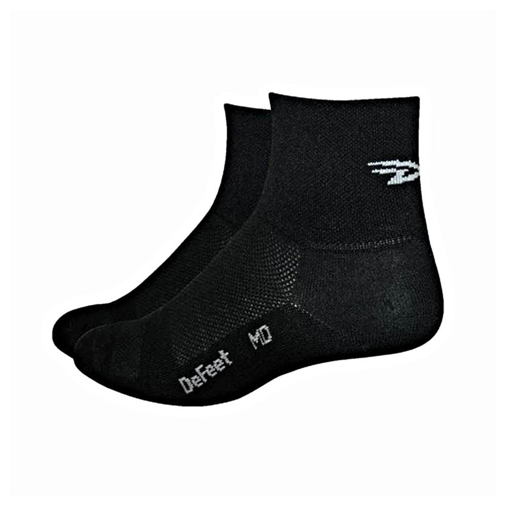 DeFeet Original Aireator D-Logo 3" Thin Cycling Running Socks - Black - Sprocket & Gear