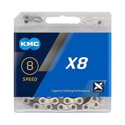 KMC X8 Chain 114 Link - Silver Grey - Sprocket & Gear